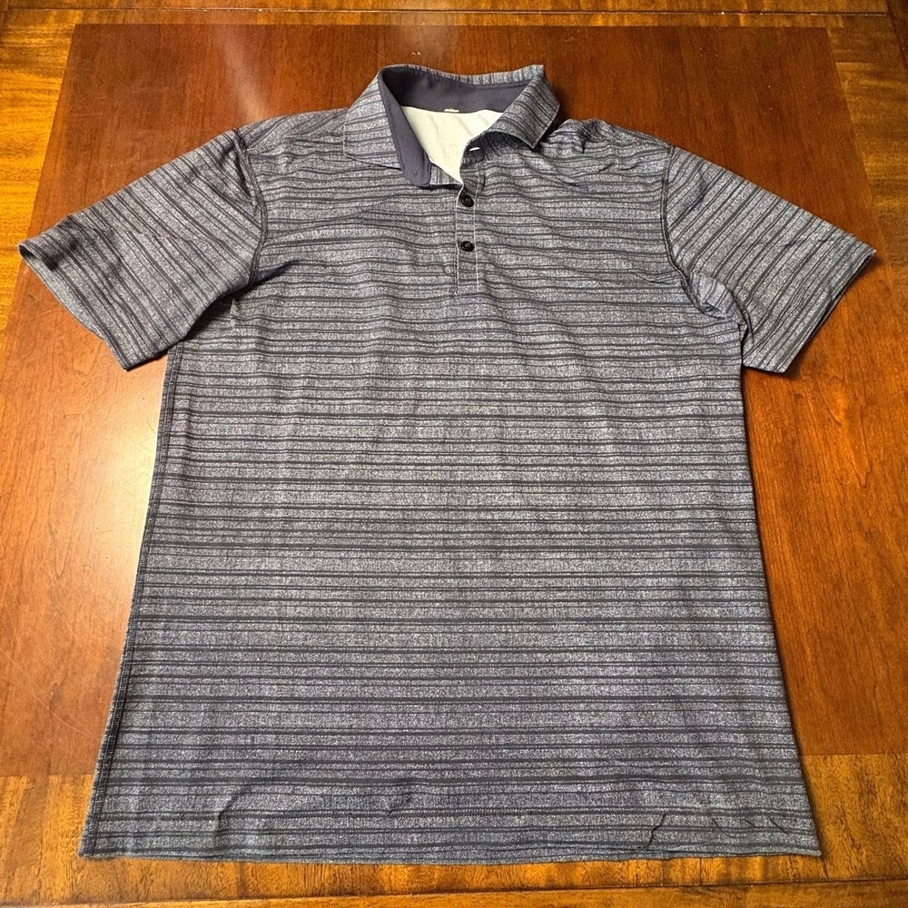 Lululemon Gray Striped Performance Polo Shirt